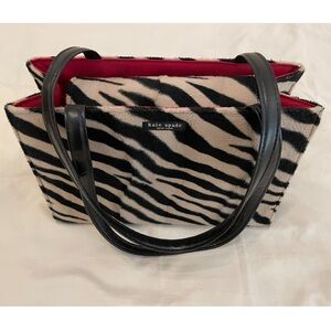 Vintage Kate Spade Faux Fur Zebra/Tiger Striped Tote Purse